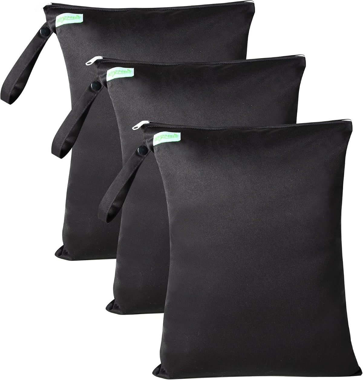 Wet Dry Bag for Baby Swimsuit, Small Wet Dry Bag for Clothes Diaper and Breast Pump Parts, Large Baby bag for Travel,Gym Clothes,Beach,Pool,Extra Clothes (Black,3 Pack)