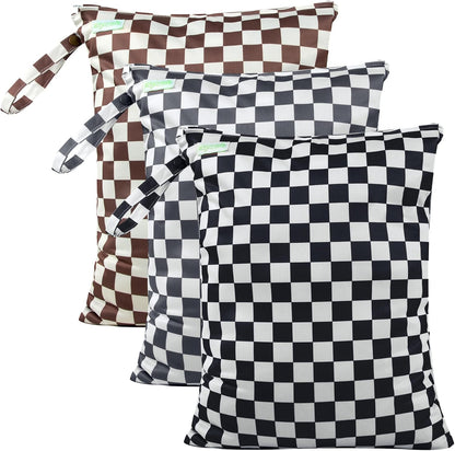 Wet Dry Bag for Baby Swimsuit, Small Wet Dry Bag for Clothes Diaper and Breast Pump Parts, Large Baby bag for Travel,Gym Clothes,Beach,Pool,Extra Clothes (Black,3 Pack)