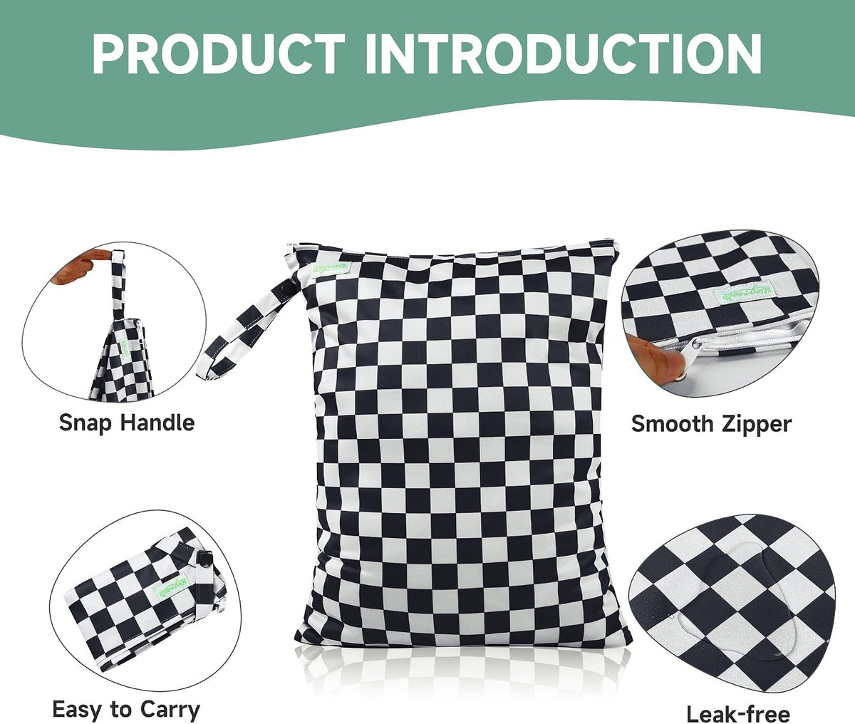 Wet Dry Bag for Baby Swimsuit, Small Wet Dry Bag for Clothes Diaper and Breast Pump Parts, Large Baby bag for Travel,Gym Clothes,Beach,Pool,Extra Clothes (Black,3 Pack)