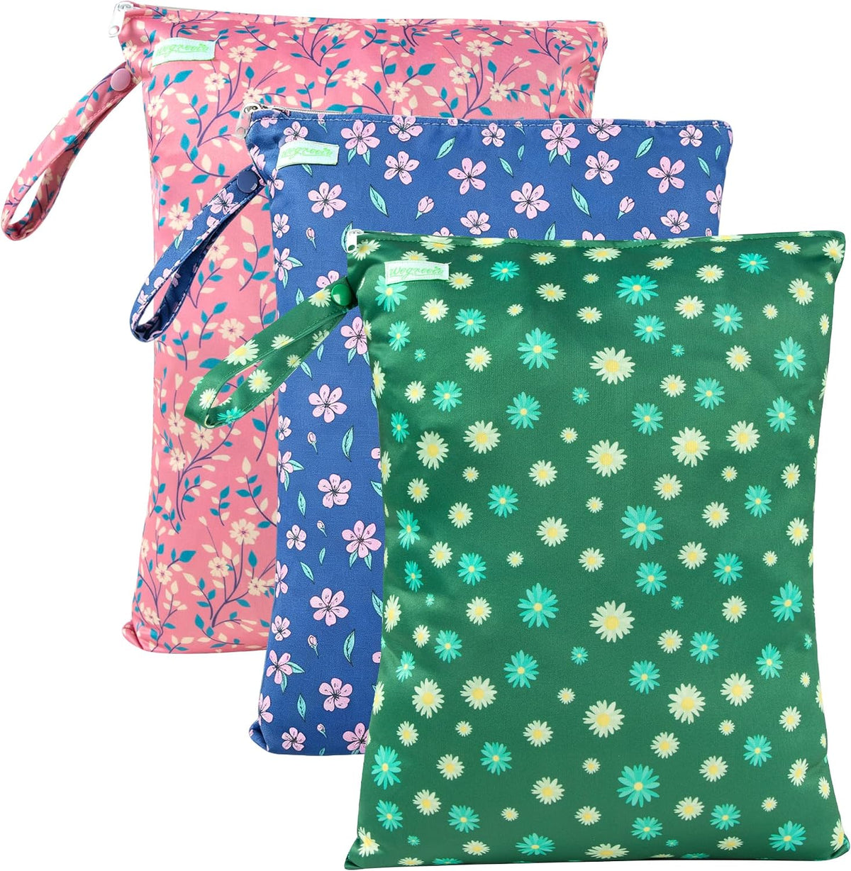 Wet Dry Bag for Baby Swimsuit, Small Wet Dry Bag for Clothes Diaper and Breast Pump Parts, Large Baby bag for Travel,Gym Clothes,Beach,Pool,Extra Clothes (Black,3 Pack)