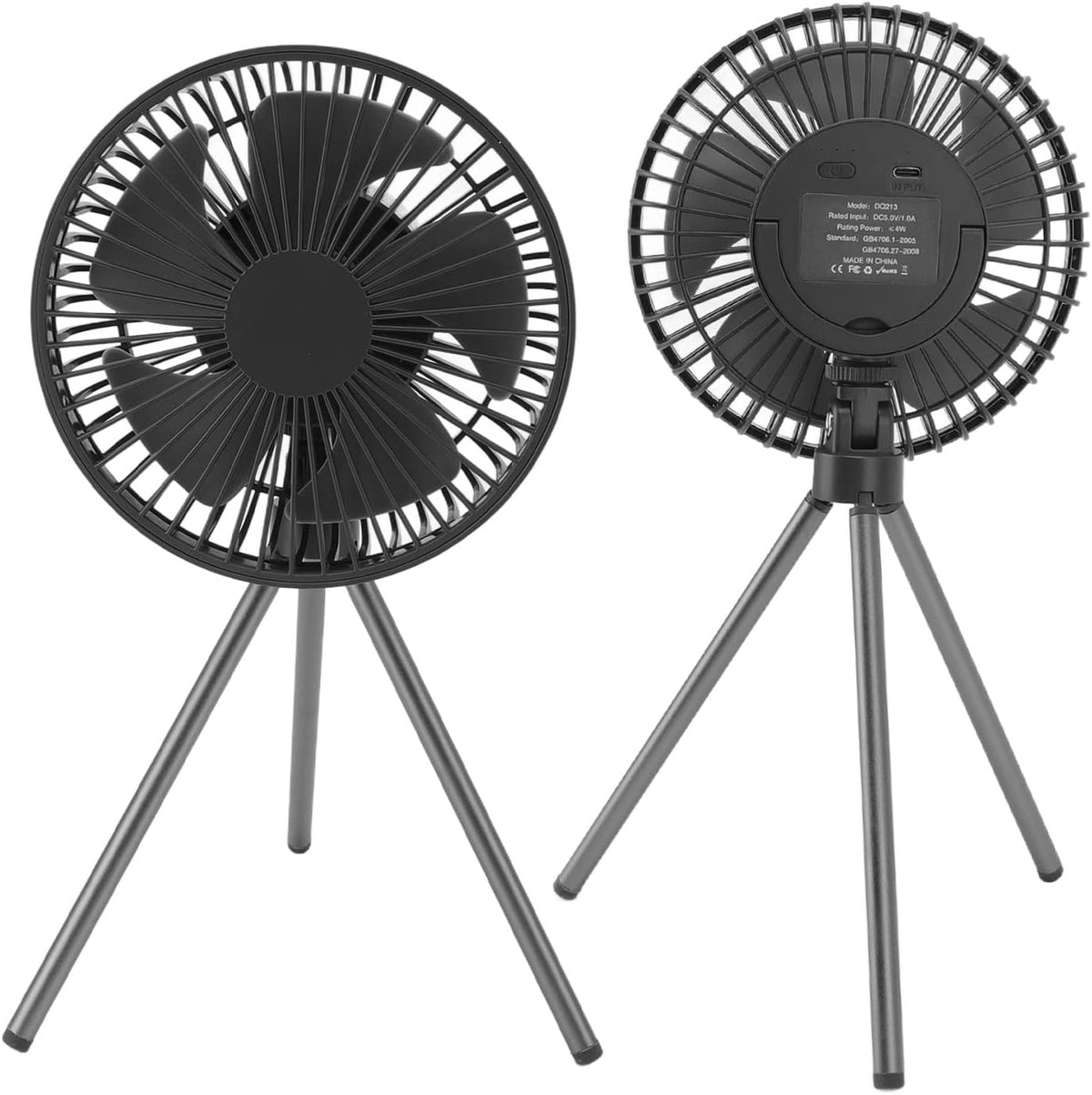 Baby Stroller Fan with Flexible Tripod, Rechargeable Portable Fan, Timing Function 3 Speed, Power Bank for Outdoor Travel (Gray)