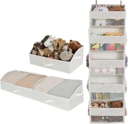Bundle of 1-Pack Over the Door Bathroom Organizer & 3-Pack Trapezoid Storage Bins