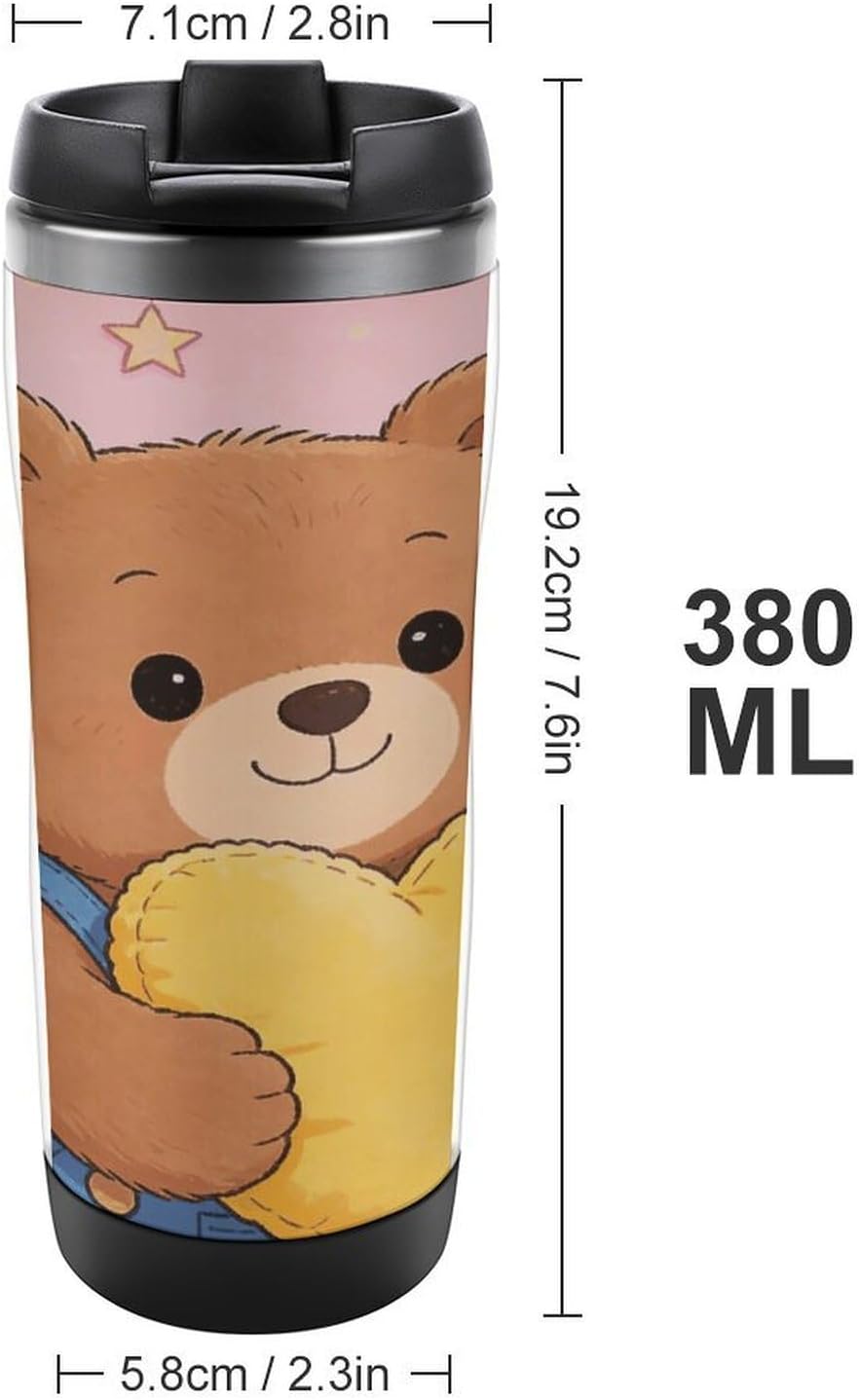 13oz Insulated Travel Coffee Mug Reusable Coffee Cup Water Bottle | Love Heart Travel Mug with Leak Proof Lid Double Wall Stainless Steel Coffee Tumbler Personalized Gift