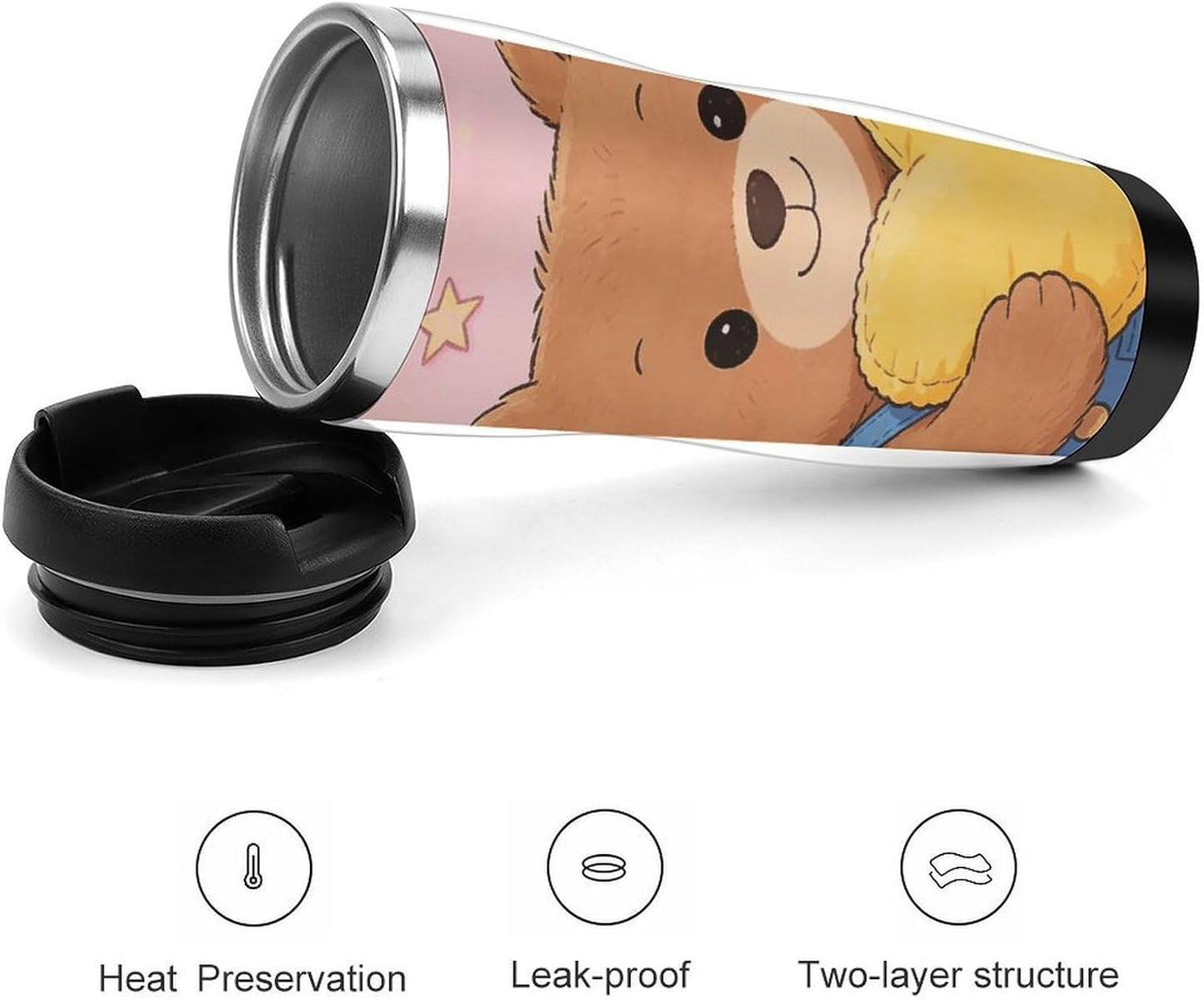 13oz Insulated Travel Coffee Mug Reusable Coffee Cup Water Bottle | Love Heart Travel Mug with Leak Proof Lid Double Wall Stainless Steel Coffee Tumbler Personalized Gift