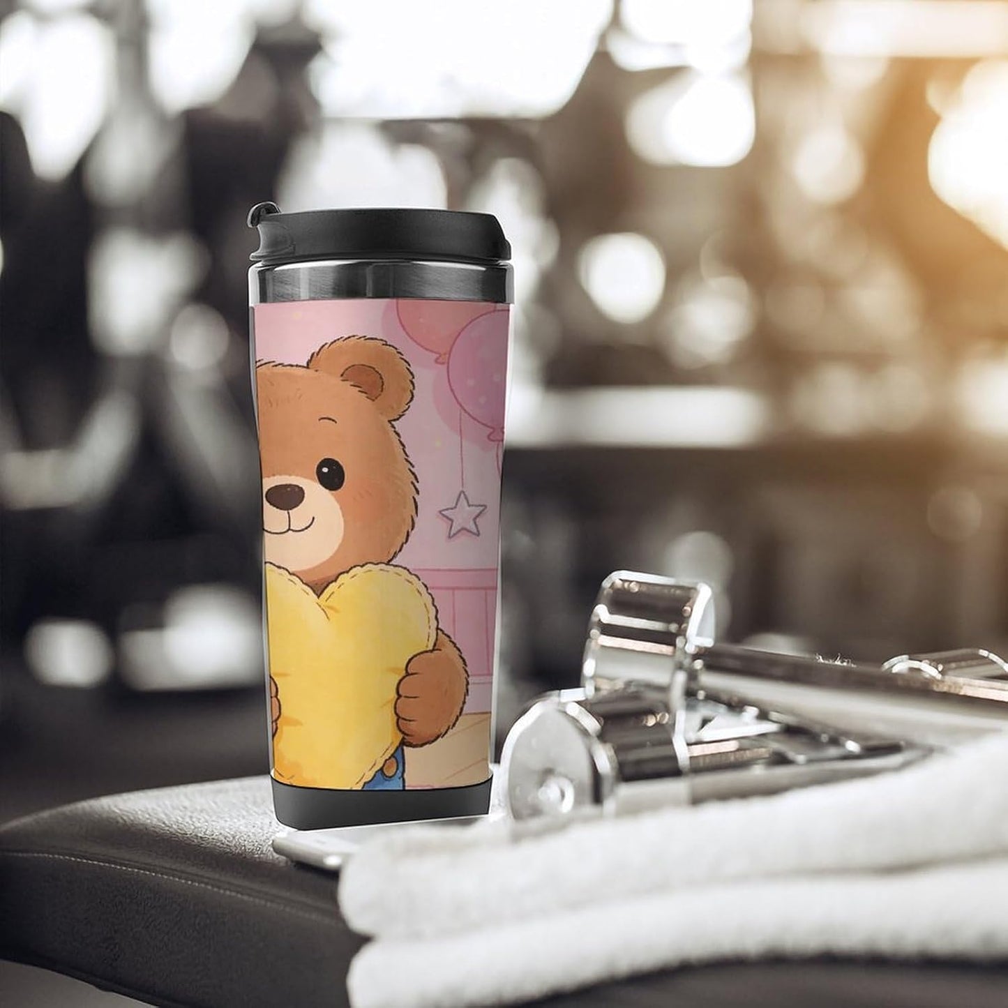 13oz Insulated Travel Coffee Mug Reusable Coffee Cup Water Bottle | Love Heart Travel Mug with Leak Proof Lid Double Wall Stainless Steel Coffee Tumbler Personalized Gift