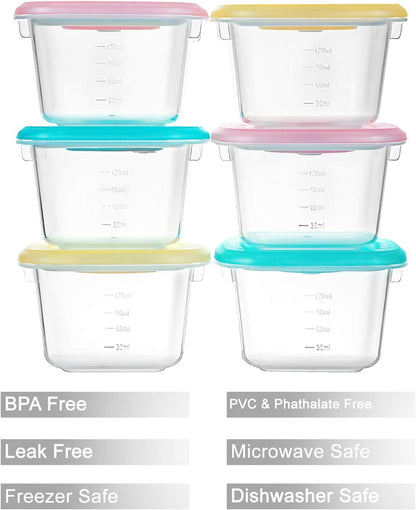 Baby Food Snack Plastic Storage Container with Lids, 12 Pack Set BPA Free Freezer & Dishwasher Safe for Kids