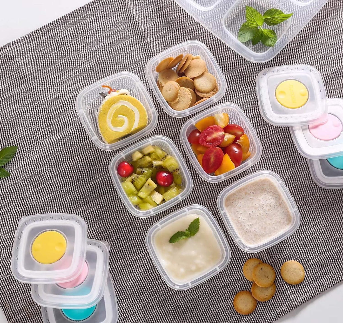 Baby Food Snack Plastic Storage Container with Lids, 12 Pack Set BPA Free Freezer & Dishwasher Safe for Kids