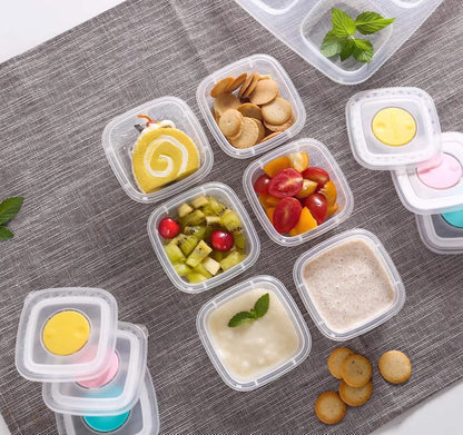 Baby Food Snack Plastic Storage Container with Lids, 12 Pack Set BPA Free Freezer & Dishwasher Safe for Kids