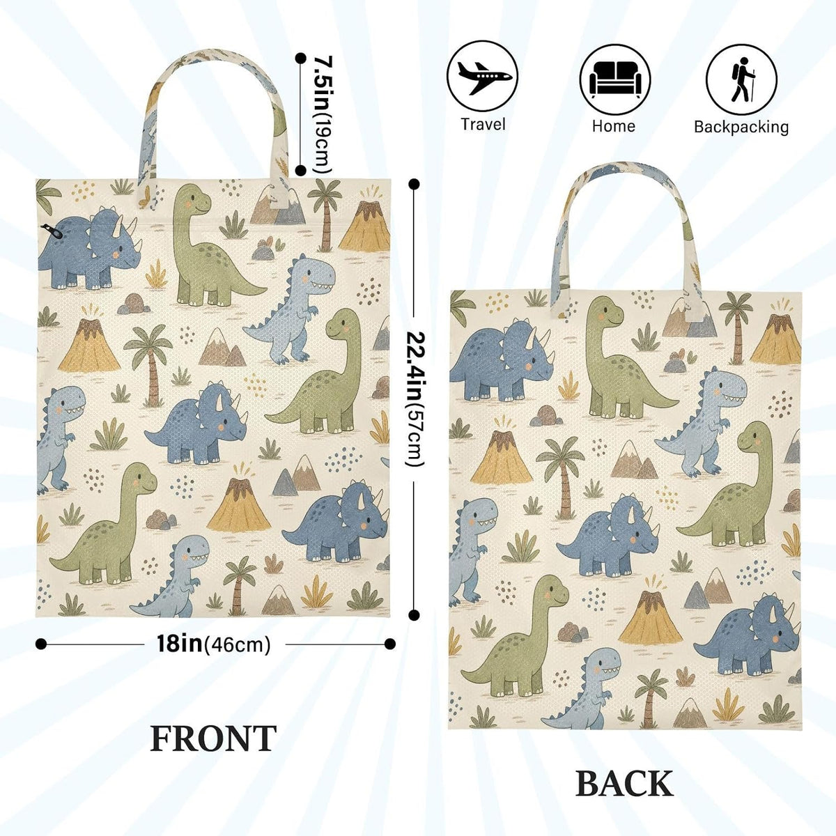 Dinosaur Tree Waterproof Travel Laundry Bag Washable 2 Pack