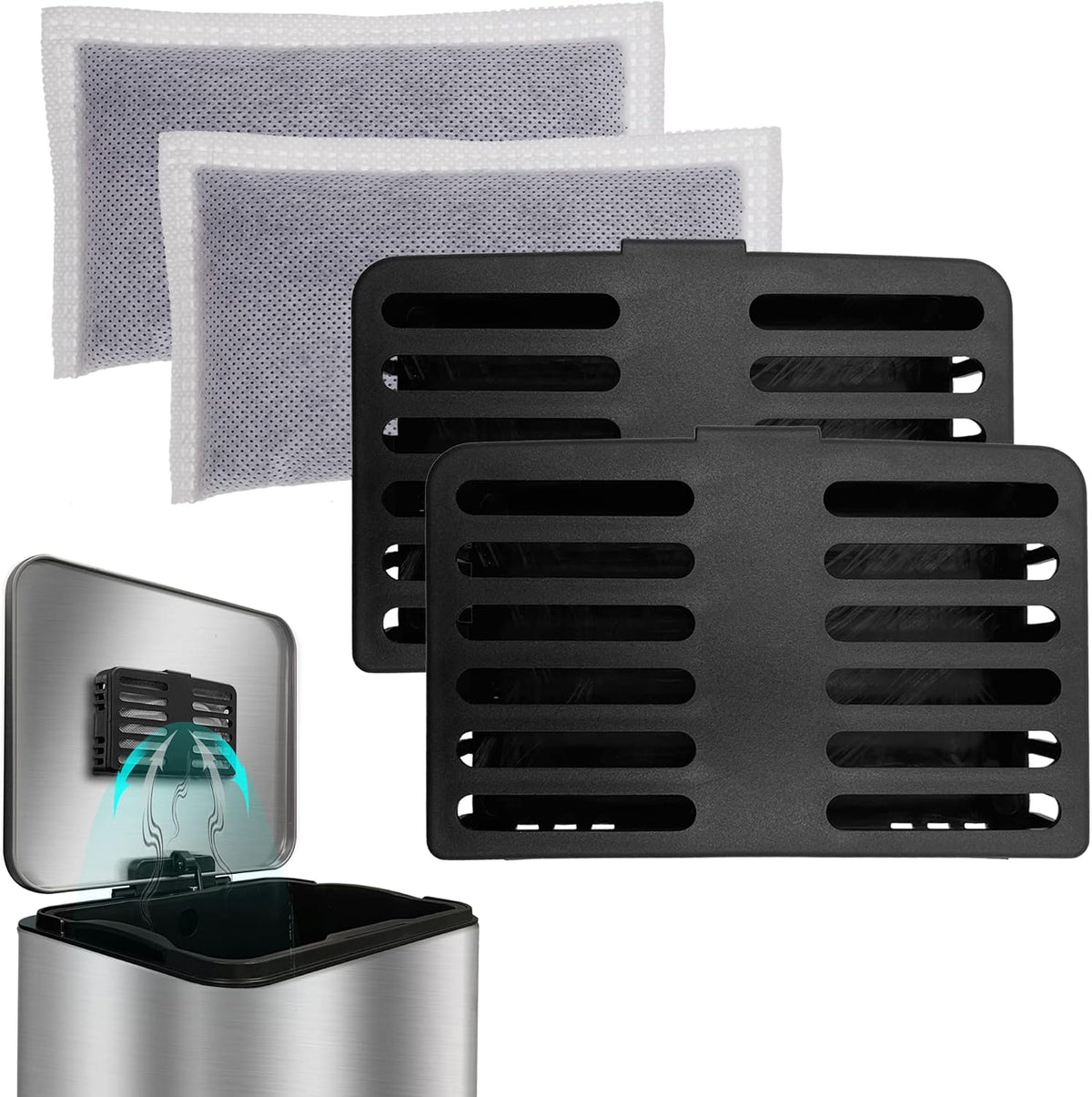 Trash Can Deodorizer Kit Stick-On Activated Carbon Odor Eliminator