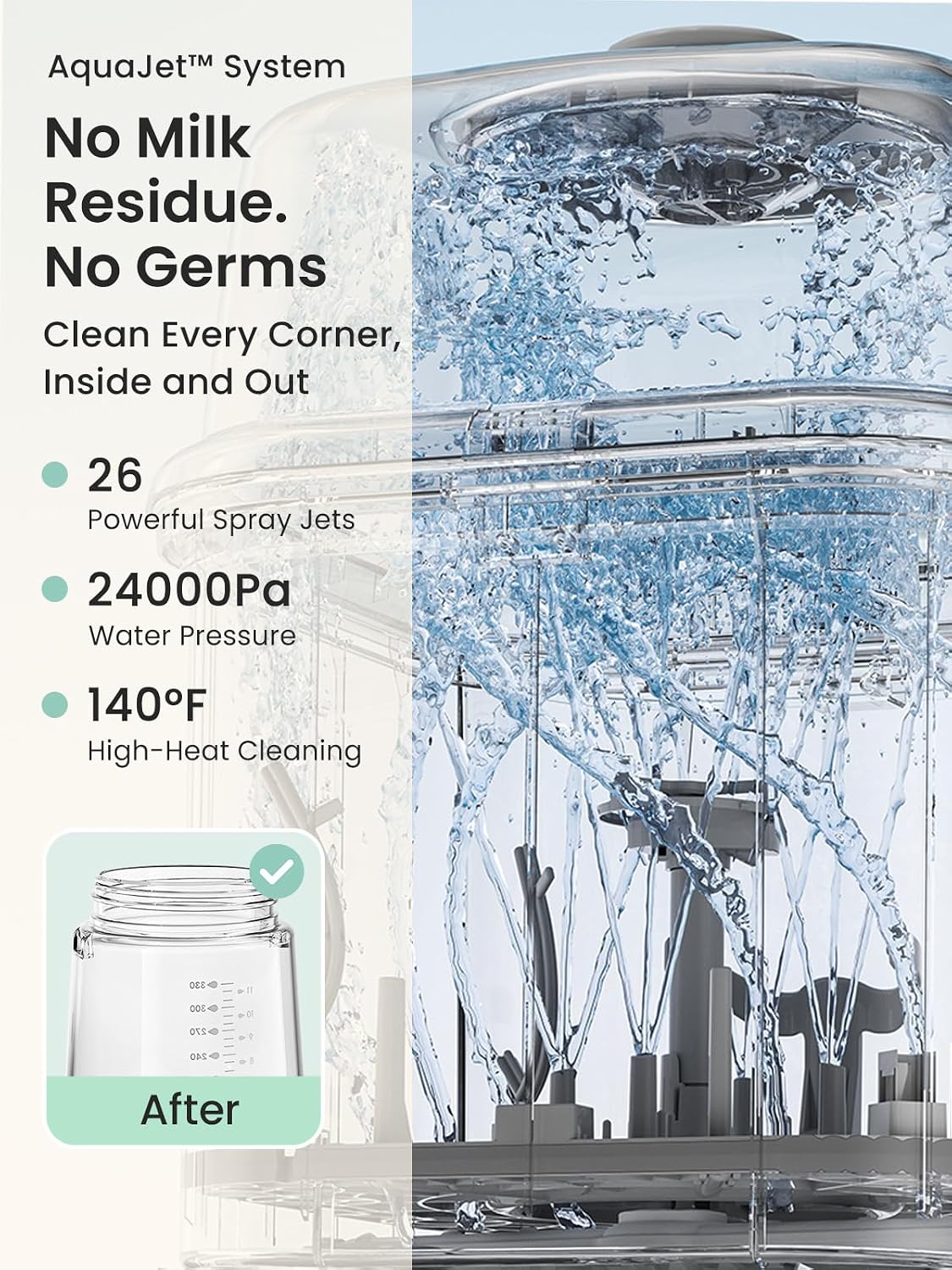 EaseClean Pro Bottle Washer & Sterilizer & Dryer, Visible Cleaning