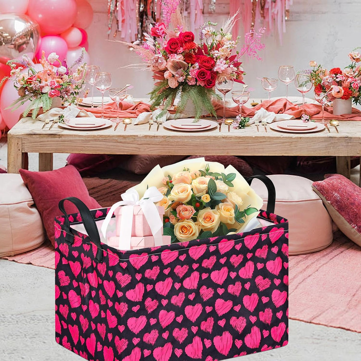 Square Storage Basket Gift Shelf Basket Storage Bin, Nursery Basket Organizer Box for With Handles for Room Deco (Excavator)