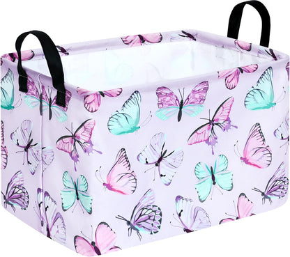 Square Storage Basket Gift Shelf Basket Storage Bin, Nursery Basket Organizer Box for With Handles for Room Deco (Excavator)