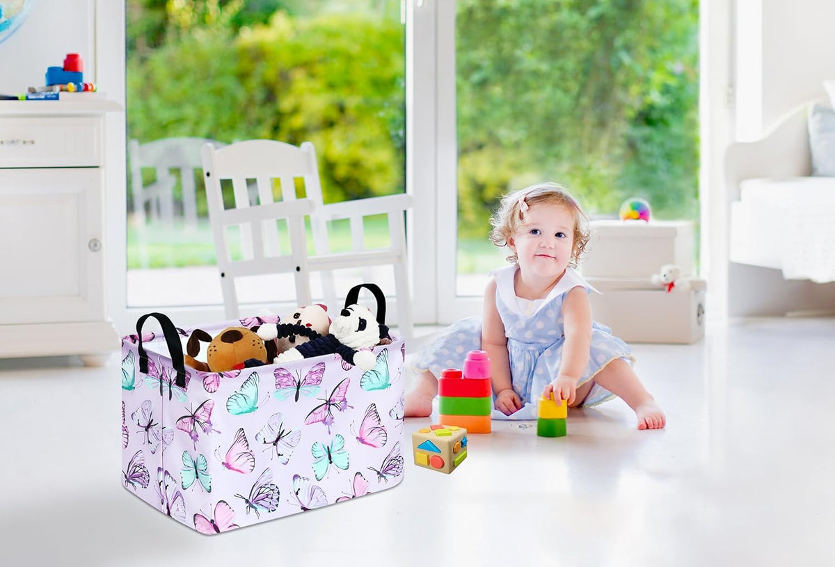 Square Storage Basket Gift Shelf Basket Storage Bin, Nursery Basket Organizer Box for With Handles for Room Deco (Excavator)