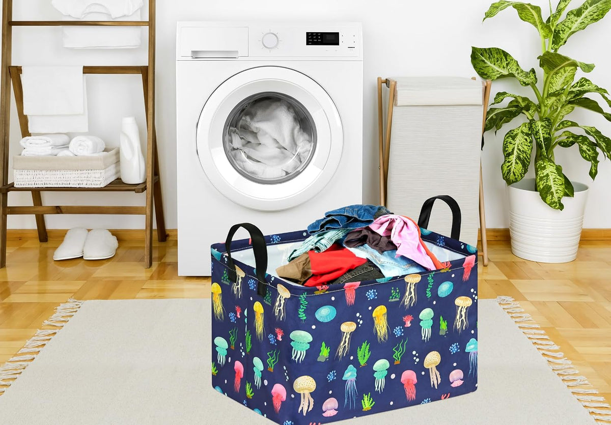 Square Storage Basket Gift Shelf Basket Storage Bin, Nursery Basket Organizer Box for With Handles for Room Deco (Excavator)