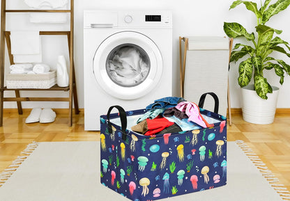Square Storage Basket Gift Shelf Basket Storage Bin, Nursery Basket Organizer Box for With Handles for Room Deco (Excavator)
