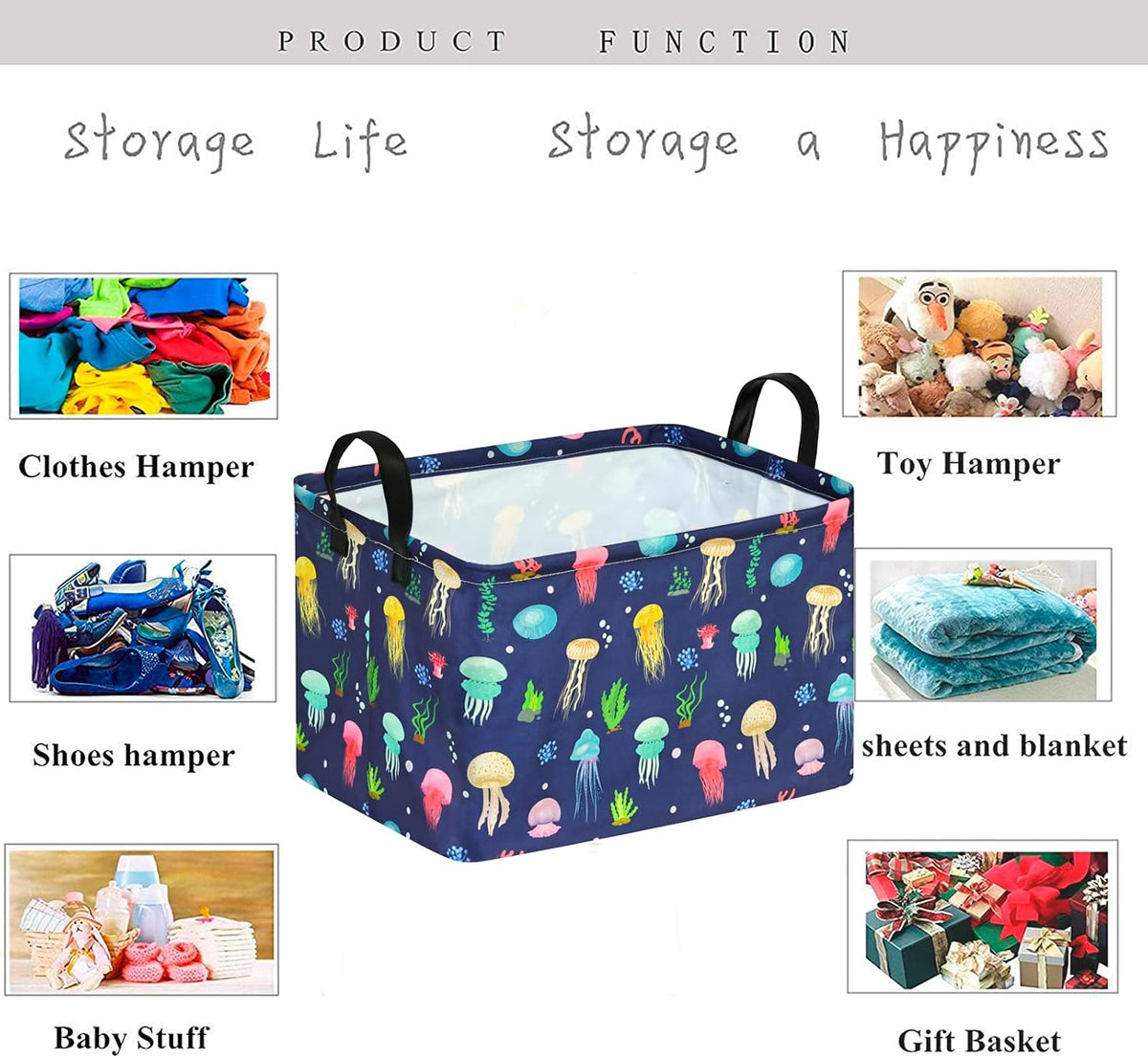 Square Storage Basket Gift Shelf Basket Storage Bin, Nursery Basket Organizer Box for With Handles for Room Deco (Excavator)