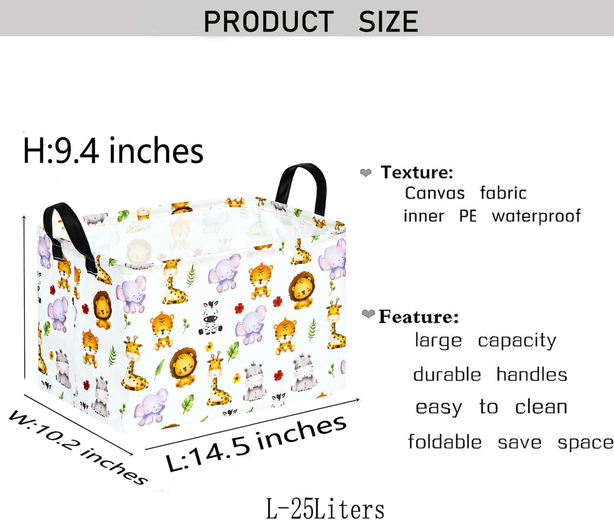 Square Storage Basket Gift Shelf Basket Storage Bin, Nursery Basket Organizer Box for With Handles for Room Deco (Excavator)