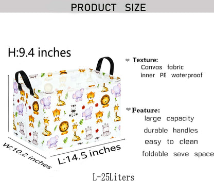 Square Storage Basket Gift Shelf Basket Storage Bin, Nursery Basket Organizer Box for With Handles for Room Deco (Excavator)