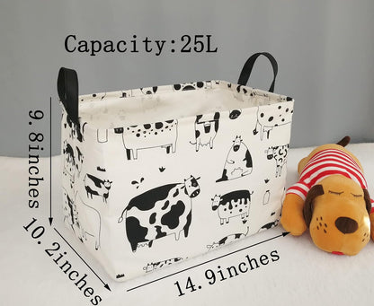 Square Storage Basket Gift Shelf Basket Storage Bin, Nursery Basket Organizer Box for With Handles for Room Deco (Excavator)