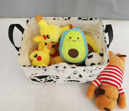 Square Storage Basket Gift Shelf Basket Storage Bin, Nursery Basket Organizer Box for With Handles for Room Deco (Excavator)