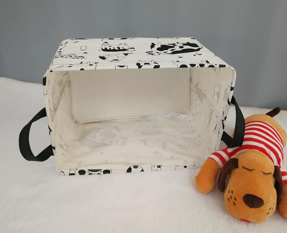 Square Storage Basket Gift Shelf Basket Storage Bin, Nursery Basket Organizer Box for With Handles for Room Deco (Excavator)