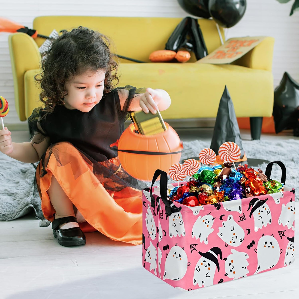 Square Storage Basket Gift Shelf Basket Storage Bin, Nursery Basket Organizer Box for With Handles for Room Deco (Excavator)