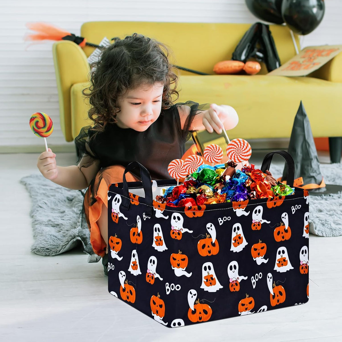 Square Storage Basket Gift Shelf Basket Storage Bin, Nursery Basket Organizer Box for With Handles for Room Deco (Excavator)