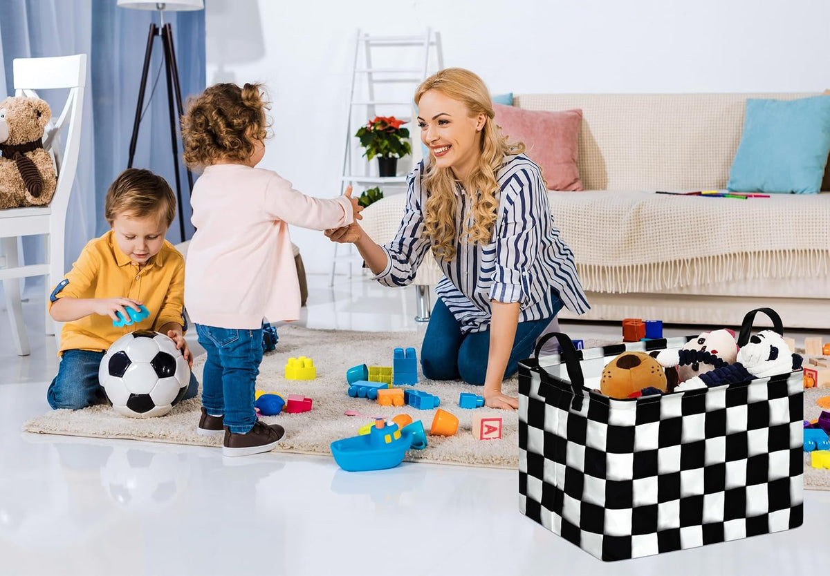 Square Storage Basket Gift Shelf Basket Storage Bin, Nursery Basket Organizer Box for With Handles for Room Deco (Excavator)