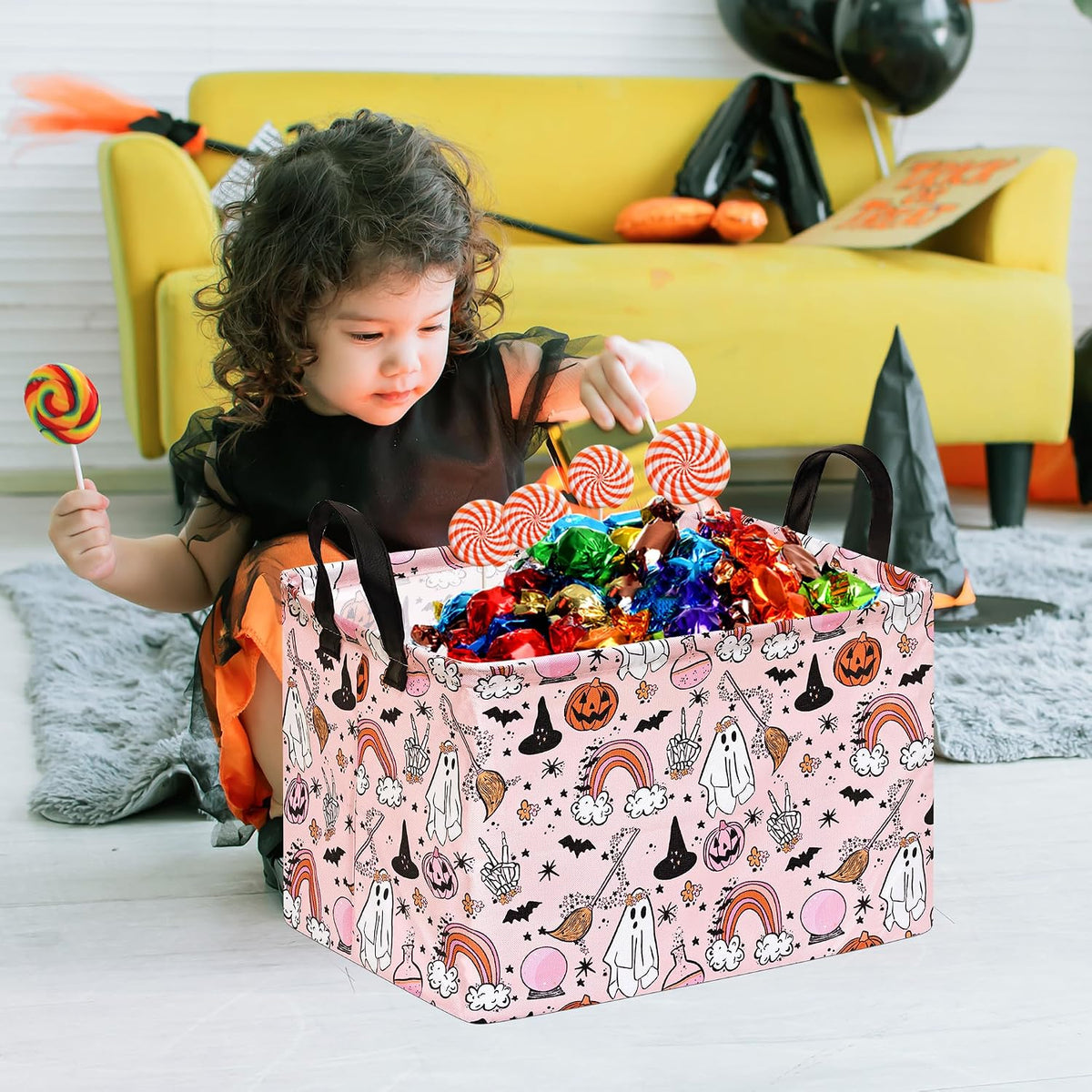 Square Storage Basket Gift Shelf Basket Storage Bin, Nursery Basket Organizer Box for With Handles for Room Deco (Excavator)