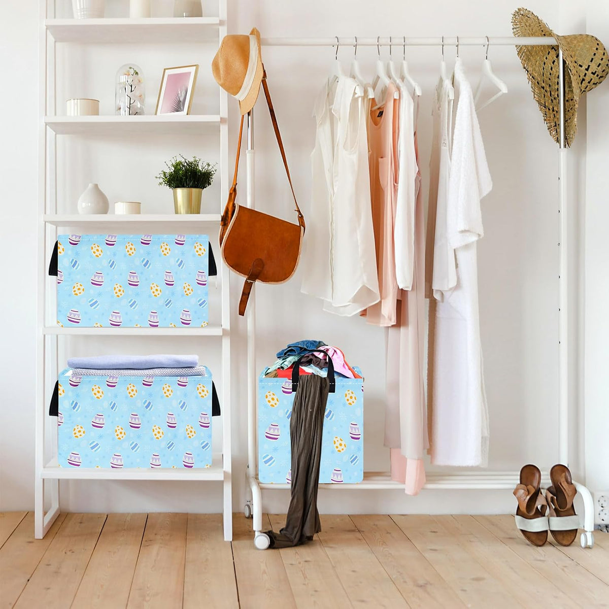 Square Storage Basket Gift Shelf Basket Storage Bin, Nursery Basket Organizer Box for With Handles for Room Deco (Excavator)