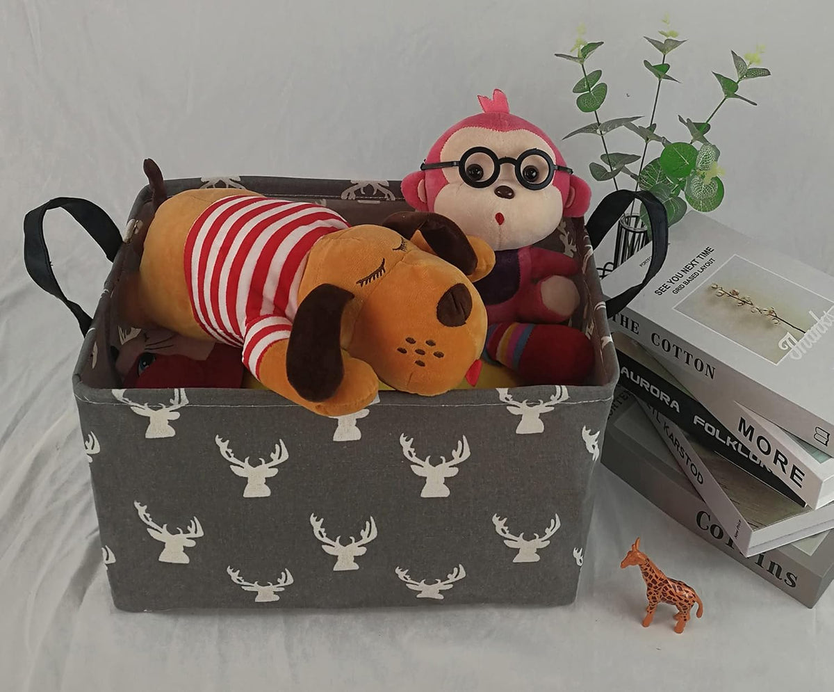 Square Storage Basket Gift Shelf Basket Storage Bin, Nursery Basket Organizer Box for With Handles for Room Deco (Excavator)