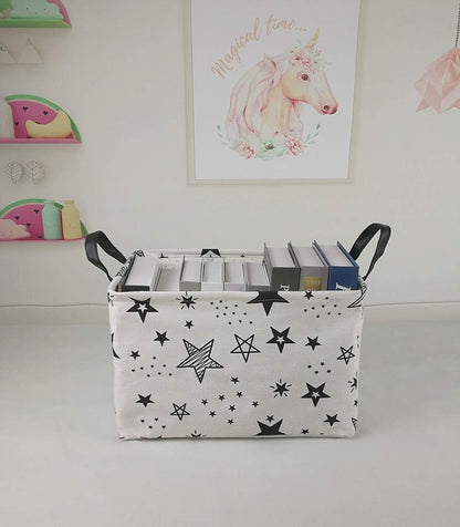 Square Storage Basket Gift Shelf Basket Storage Bin, Nursery Basket Organizer Box for With Handles for Room Deco (Excavator)
