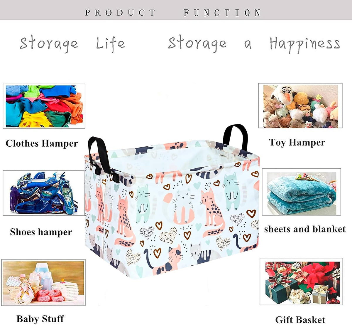 Square Storage Basket Gift Shelf Basket Storage Bin, Nursery Basket Organizer Box for With Handles for Room Deco (Excavator)