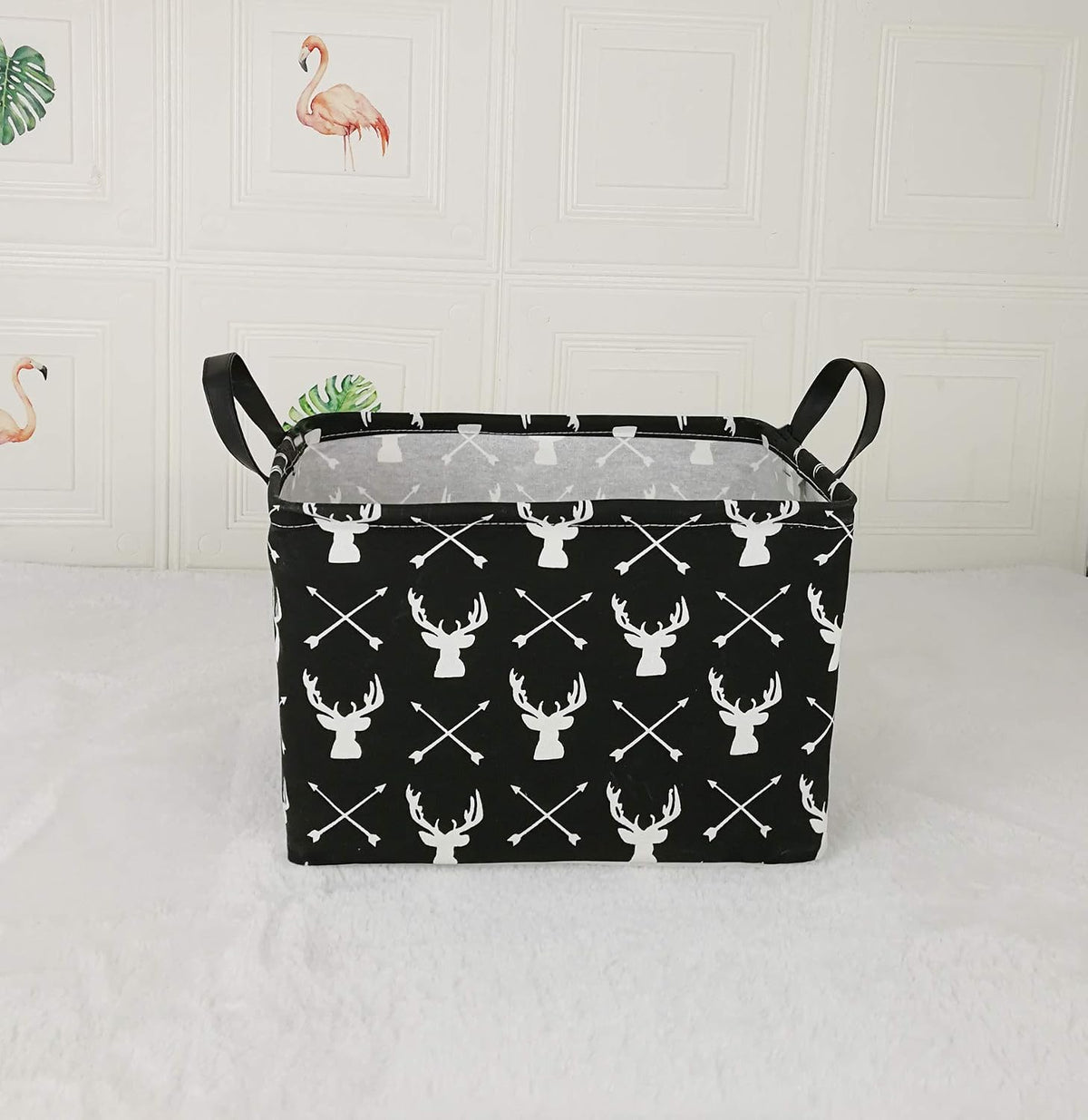 Square Storage Basket Gift Shelf Basket Storage Bin, Nursery Basket Organizer Box for With Handles for Room Deco (Excavator)