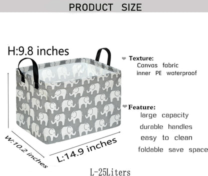 Square Storage Basket Gift Shelf Basket Storage Bin, Nursery Basket Organizer Box for With Handles for Room Deco (Excavator)