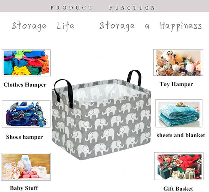 Square Storage Basket Gift Shelf Basket Storage Bin, Nursery Basket Organizer Box for With Handles for Room Deco (Excavator)