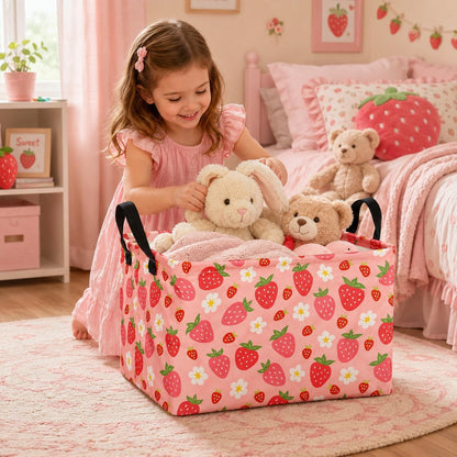 Square Storage Basket Gift Shelf Basket Storage Bin, Nursery Basket Organizer Box for With Handles for Room Deco (Excavator)