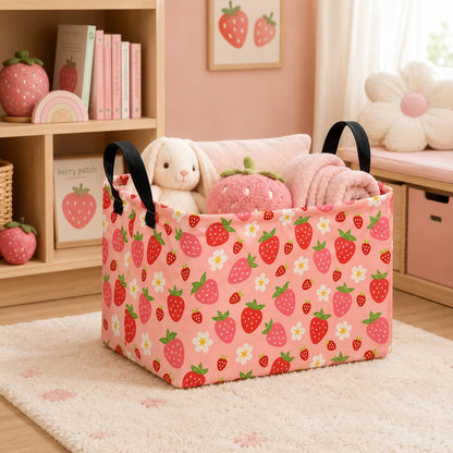 Square Storage Basket Gift Shelf Basket Storage Bin, Nursery Basket Organizer Box for With Handles for Room Deco (Excavator)