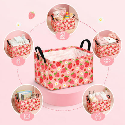 Square Storage Basket Gift Shelf Basket Storage Bin, Nursery Basket Organizer Box for With Handles for Room Deco (Excavator)