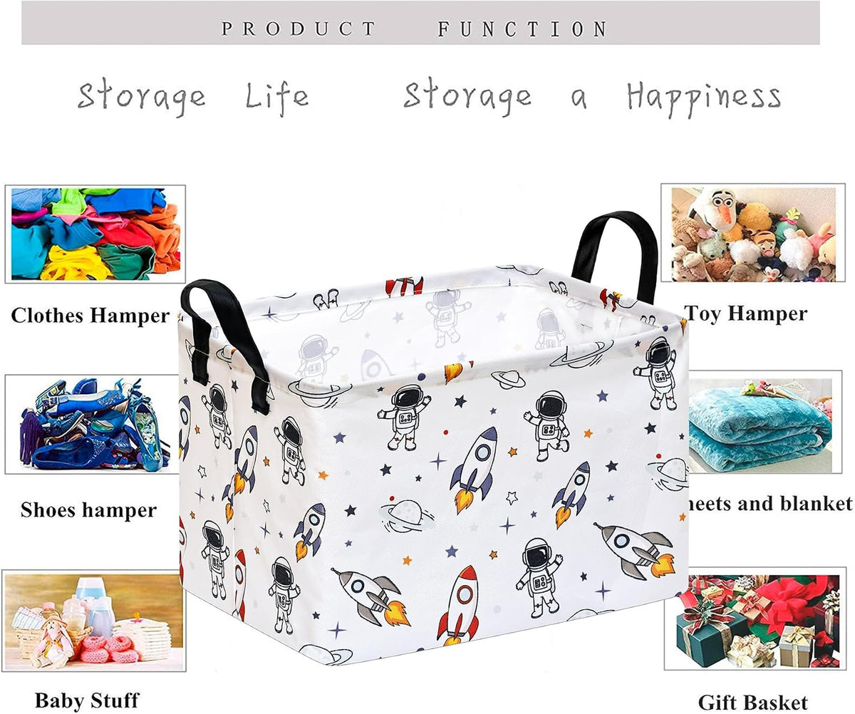 Square Storage Basket Gift Shelf Basket Storage Bin, Nursery Basket Organizer Box for With Handles for Room Deco (Excavator)
