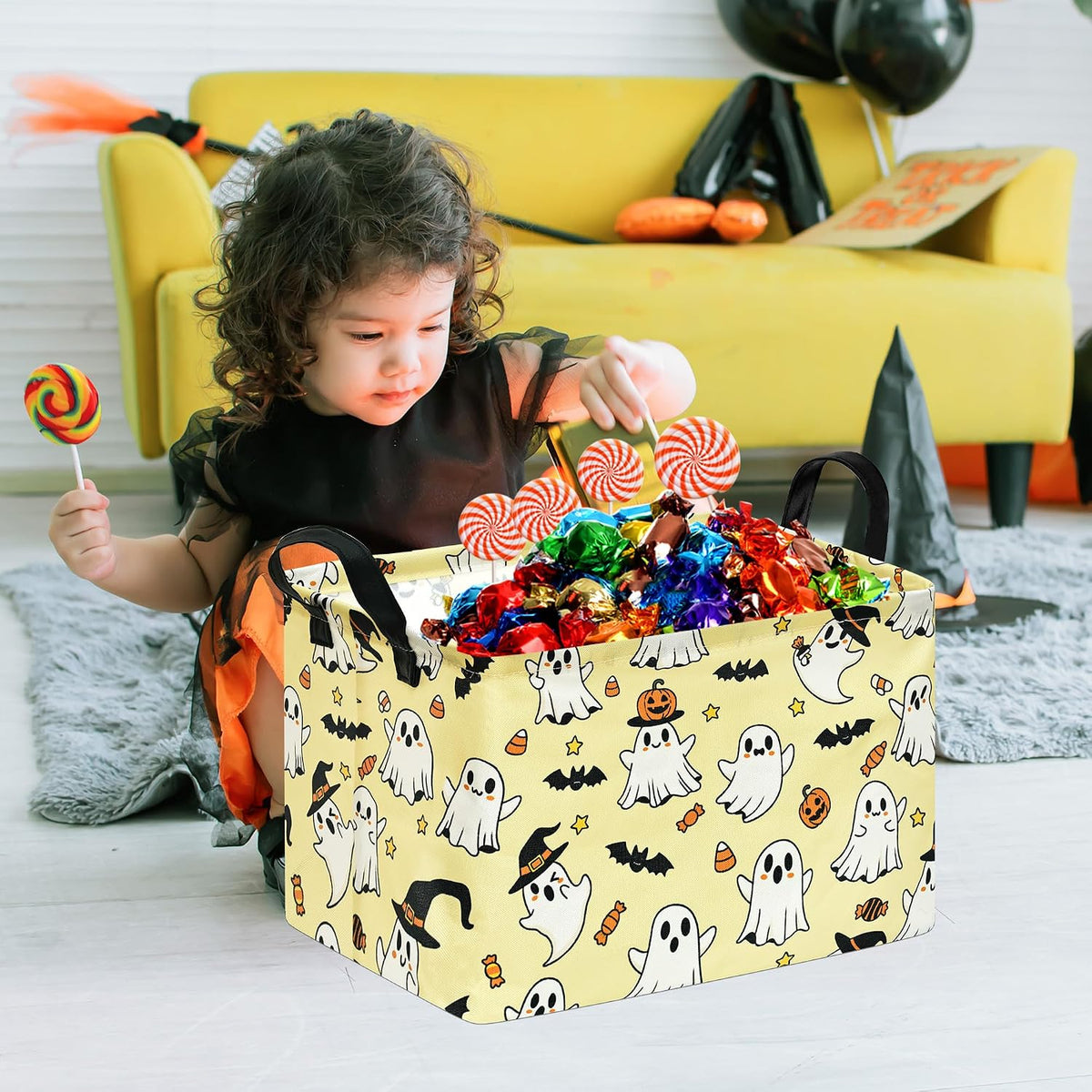 Square Storage Basket Gift Shelf Basket Storage Bin, Nursery Basket Organizer Box for With Handles for Room Deco (Excavator)