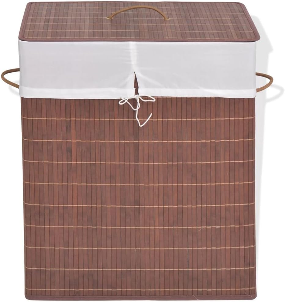 Rectangular Brown Laundry bin with Removable Liner, Handles, and Versatile Usage, Lightweight, Portable for Storing Children's Toys