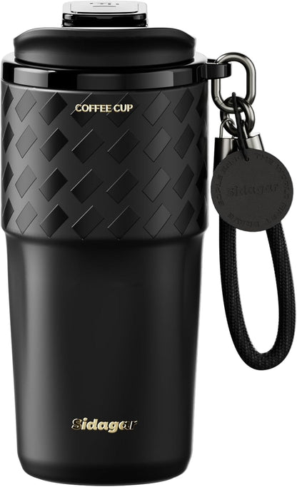 20 oz Insulated Coffee Tumbler, Stainless Steel Travel Coffee Mug with Flip Lid, Leak-Resistant Reusable Coffee Cup for Men, Office, Home & Commute, BPA-Free, White