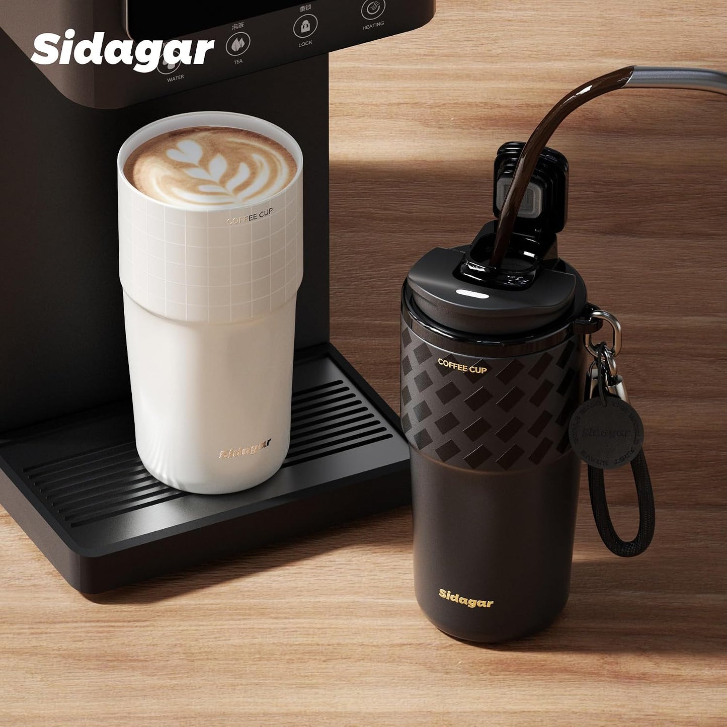 20 oz Insulated Coffee Tumbler, Stainless Steel Travel Coffee Mug with Flip Lid, Leak-Resistant Reusable Coffee Cup for Men, Office, Home & Commute, BPA-Free, White