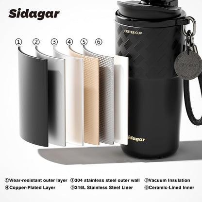 20 oz Insulated Coffee Tumbler, Stainless Steel Travel Coffee Mug with Flip Lid, Leak-Resistant Reusable Coffee Cup for Men, Office, Home & Commute, BPA-Free, White