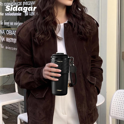 20 oz Insulated Coffee Tumbler, Stainless Steel Travel Coffee Mug with Flip Lid, Leak-Resistant Reusable Coffee Cup for Men, Office, Home & Commute, BPA-Free, White