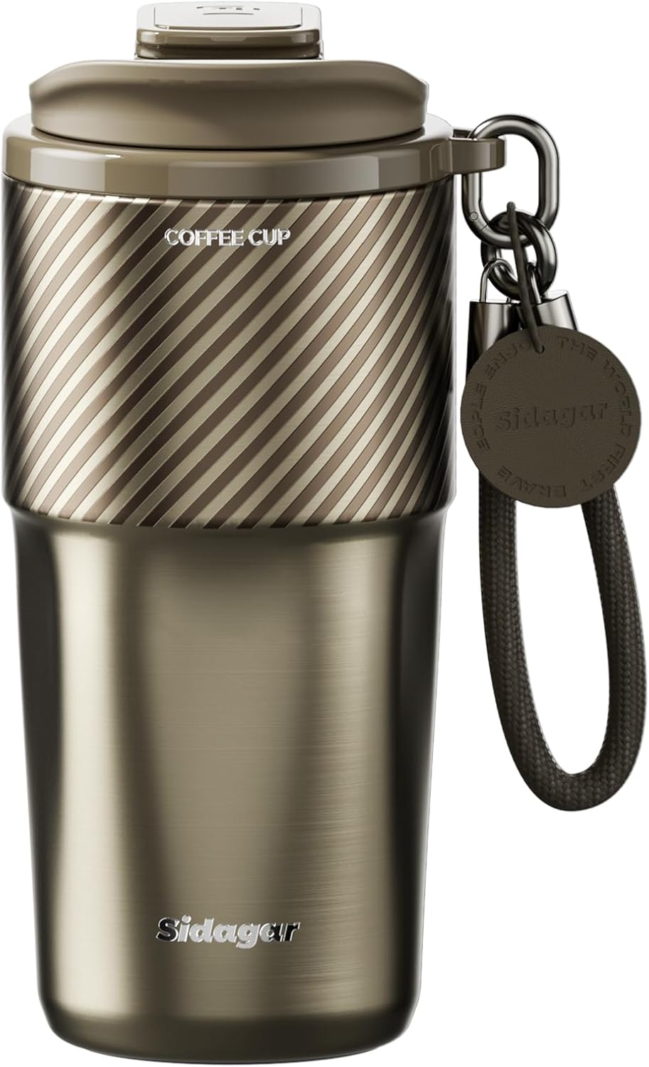 20 oz Insulated Coffee Tumbler, Stainless Steel Travel Coffee Mug with Flip Lid, Leak-Resistant Reusable Coffee Cup for Men, Office, Home & Commute, BPA-Free, White