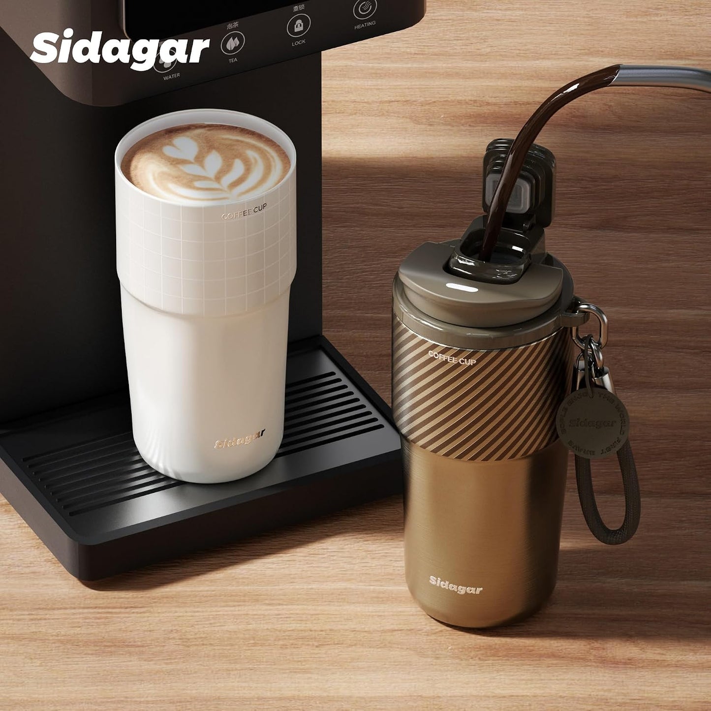 20 oz Insulated Coffee Tumbler, Stainless Steel Travel Coffee Mug with Flip Lid, Leak-Resistant Reusable Coffee Cup for Men, Office, Home & Commute, BPA-Free, White