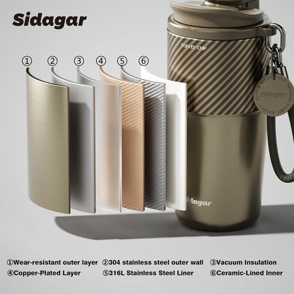20 oz Insulated Coffee Tumbler, Stainless Steel Travel Coffee Mug with Flip Lid, Leak-Resistant Reusable Coffee Cup for Men, Office, Home & Commute, BPA-Free, White